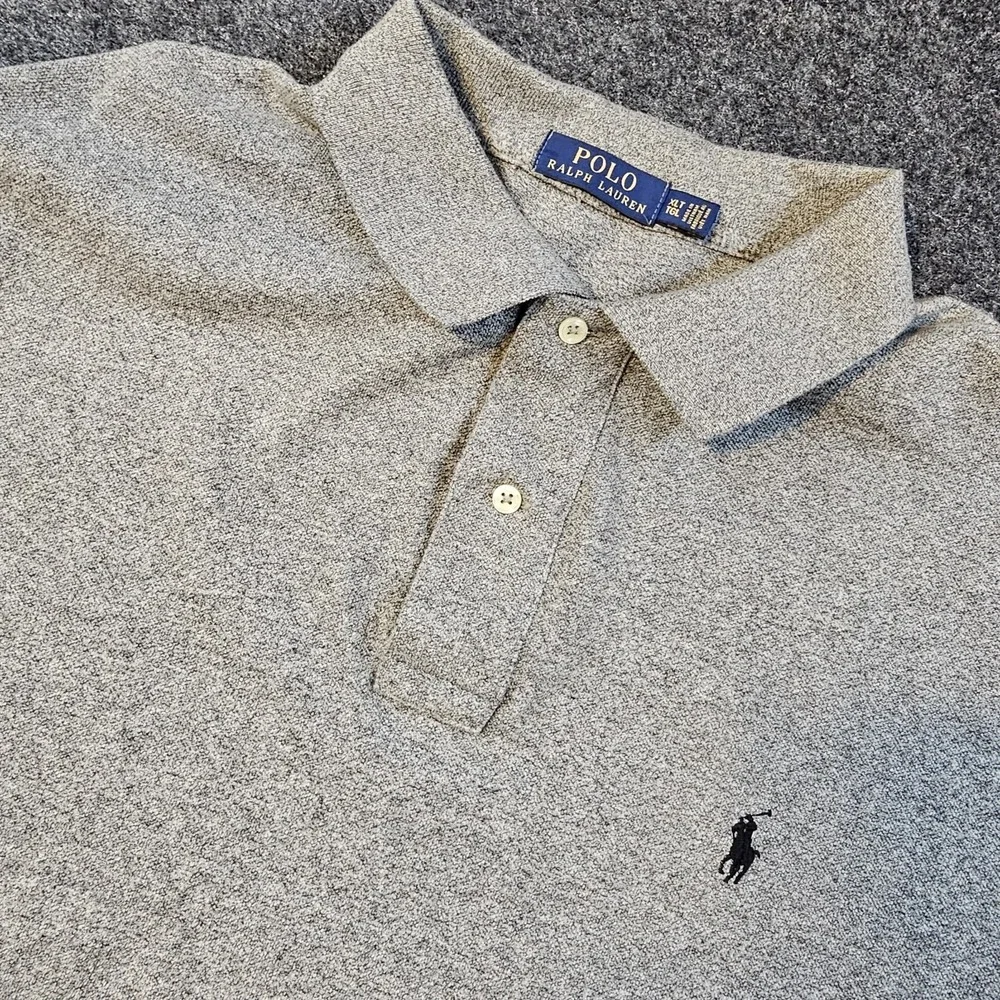 Polo Ralph Lauren XLT Gray Heather Polo Shirt Big Tall 100% Cotton Pony Mens
